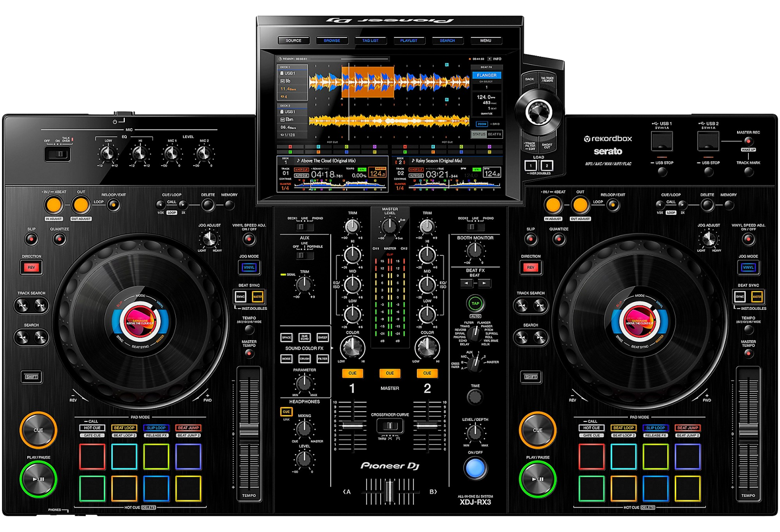 Pioneer DJ XDJ-RX3 two-channel all-in-one DJ system with a 10.1-inch touchscreen
